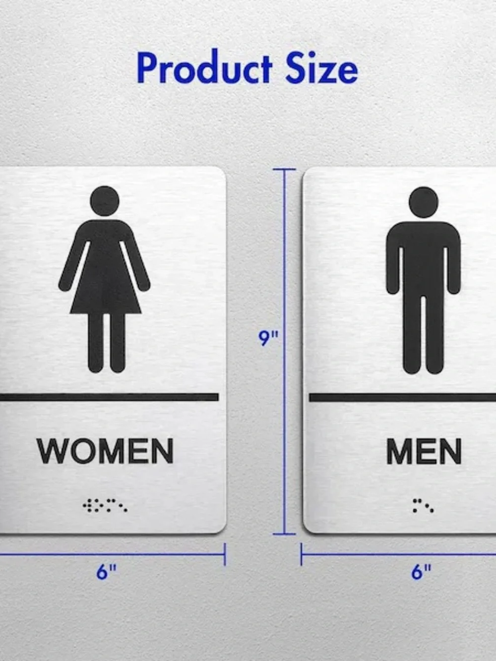 NWT! Brushed Stainless Steel Men/Women Restroom Sign - Silver